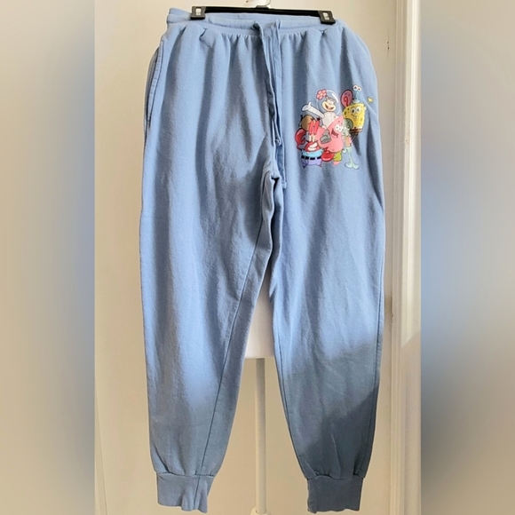 SpongeBob SquarePants Jogger Sweat Pants- Blue - Size Medium - Picture 1 of 9